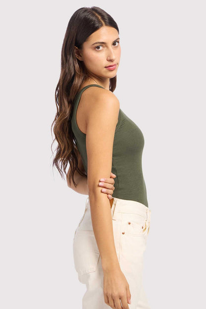 Slinky Rib Racer Tank | Darkest Olive