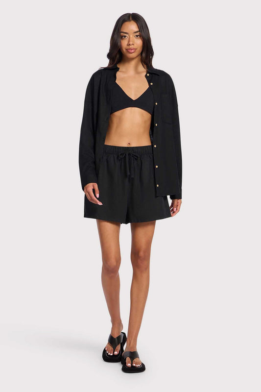 Linen Beach Short | Black
