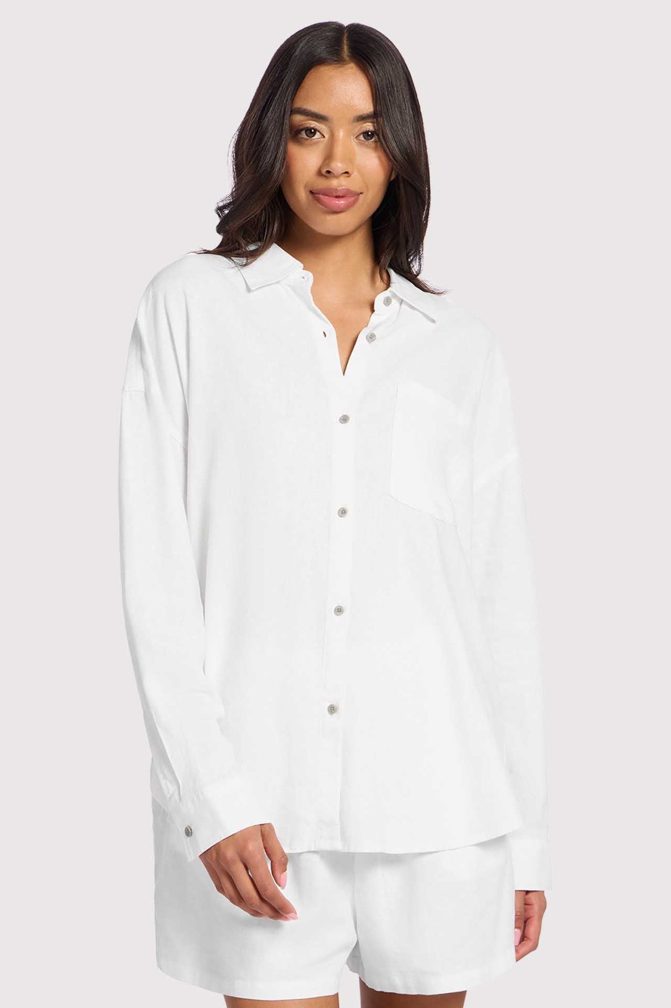 Linen Boyfriend Shirt | White