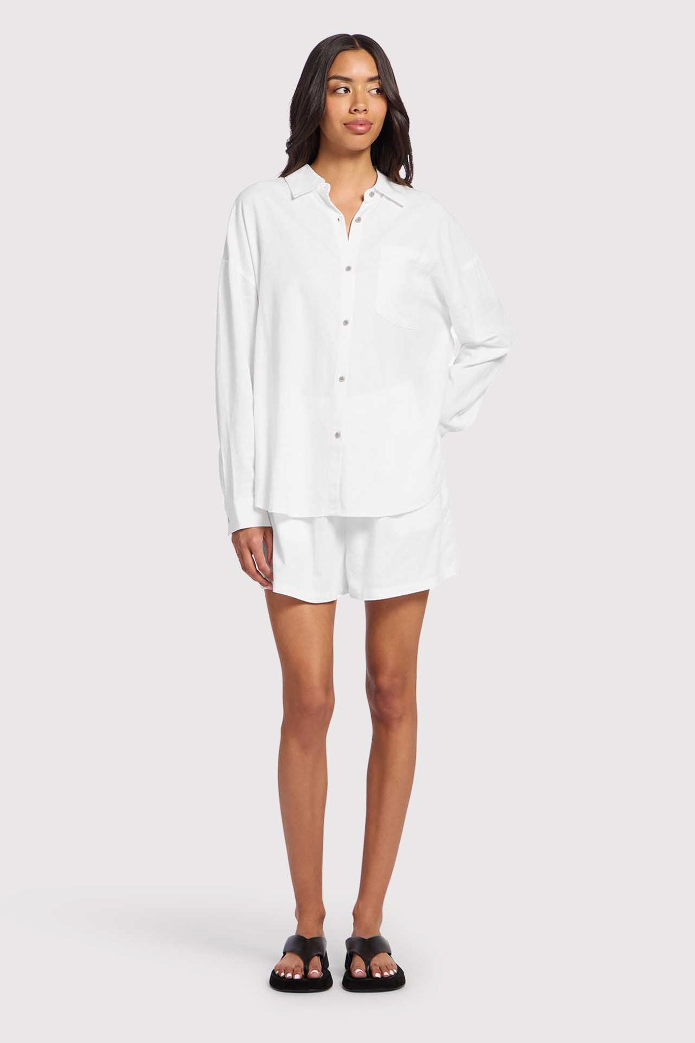 Linen Boyfriend Shirt | White