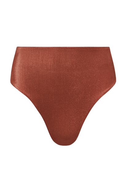 Shimmer High Waist Bikini Bottom | Scarlet