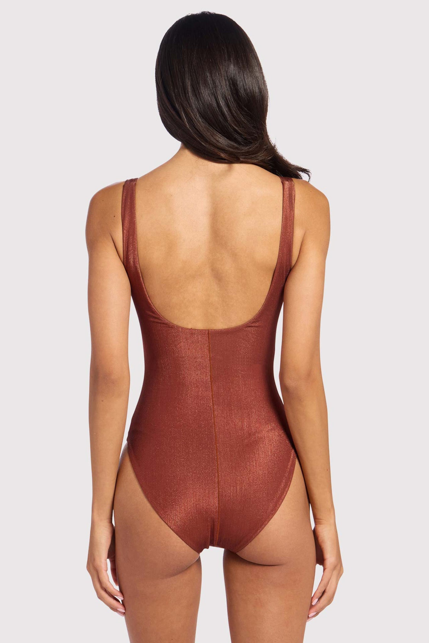 Shimmer Square Neck One Piece | Scarlet