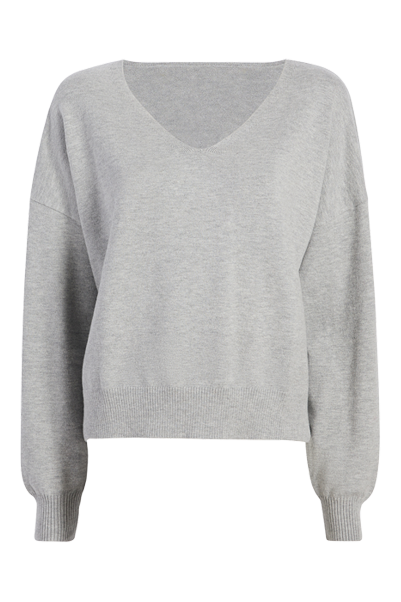 Luxe Knit V-Neck Sweater | Heather Grey
