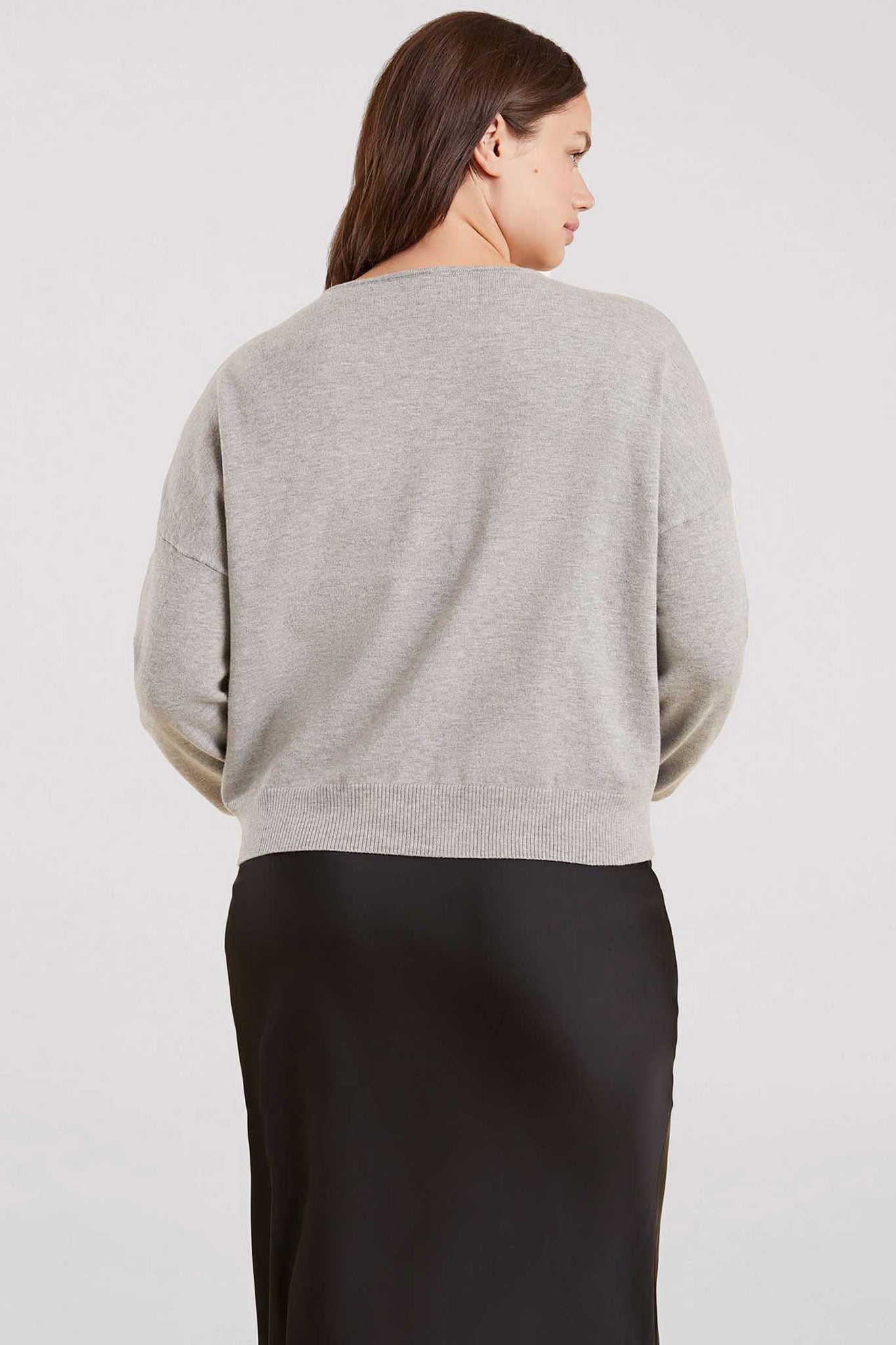Luxe Knit V-Neck Sweater | Heather Grey