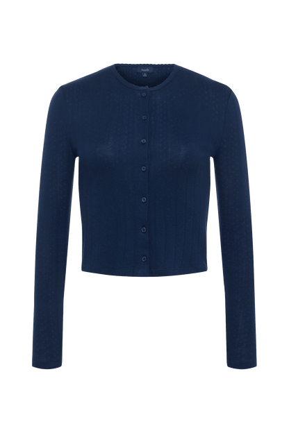 Pointelle Cardigan | Navy