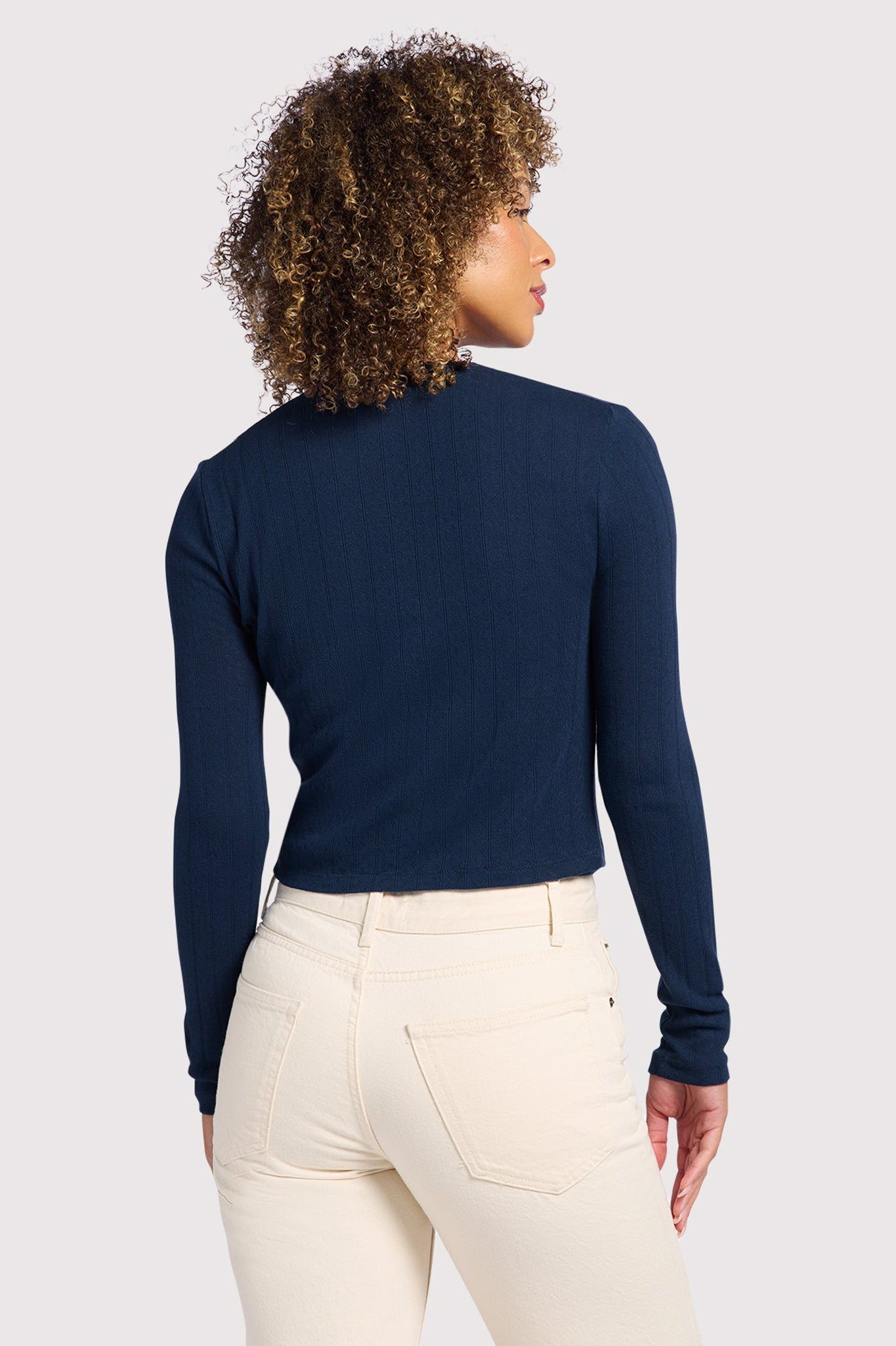 Pointelle Cardigan | Navy