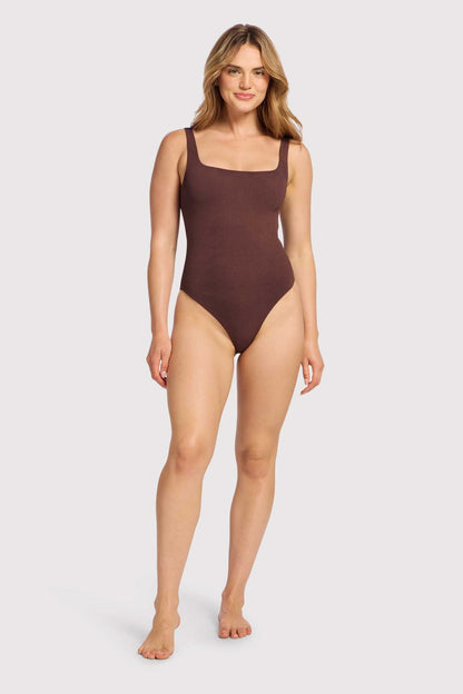 Square Neck One Piece | Coffee