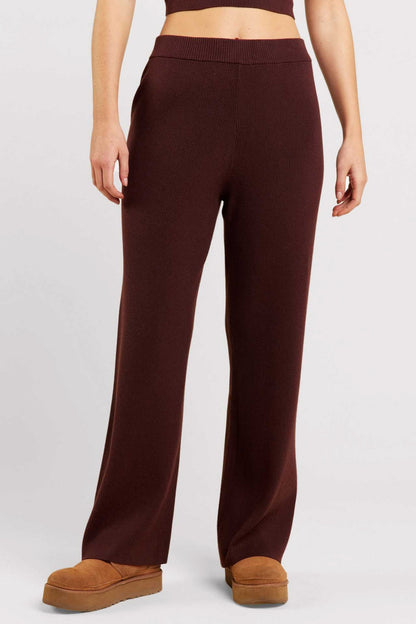 Ribbed Sweater Wide Leg Pant | Coffee