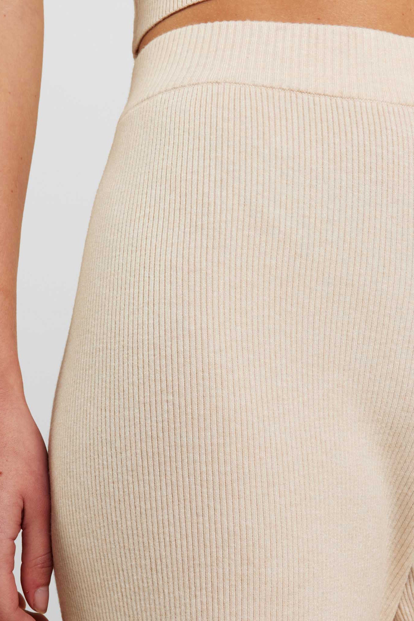Ribbed Sweater Wide Leg Pant | Heather Bone