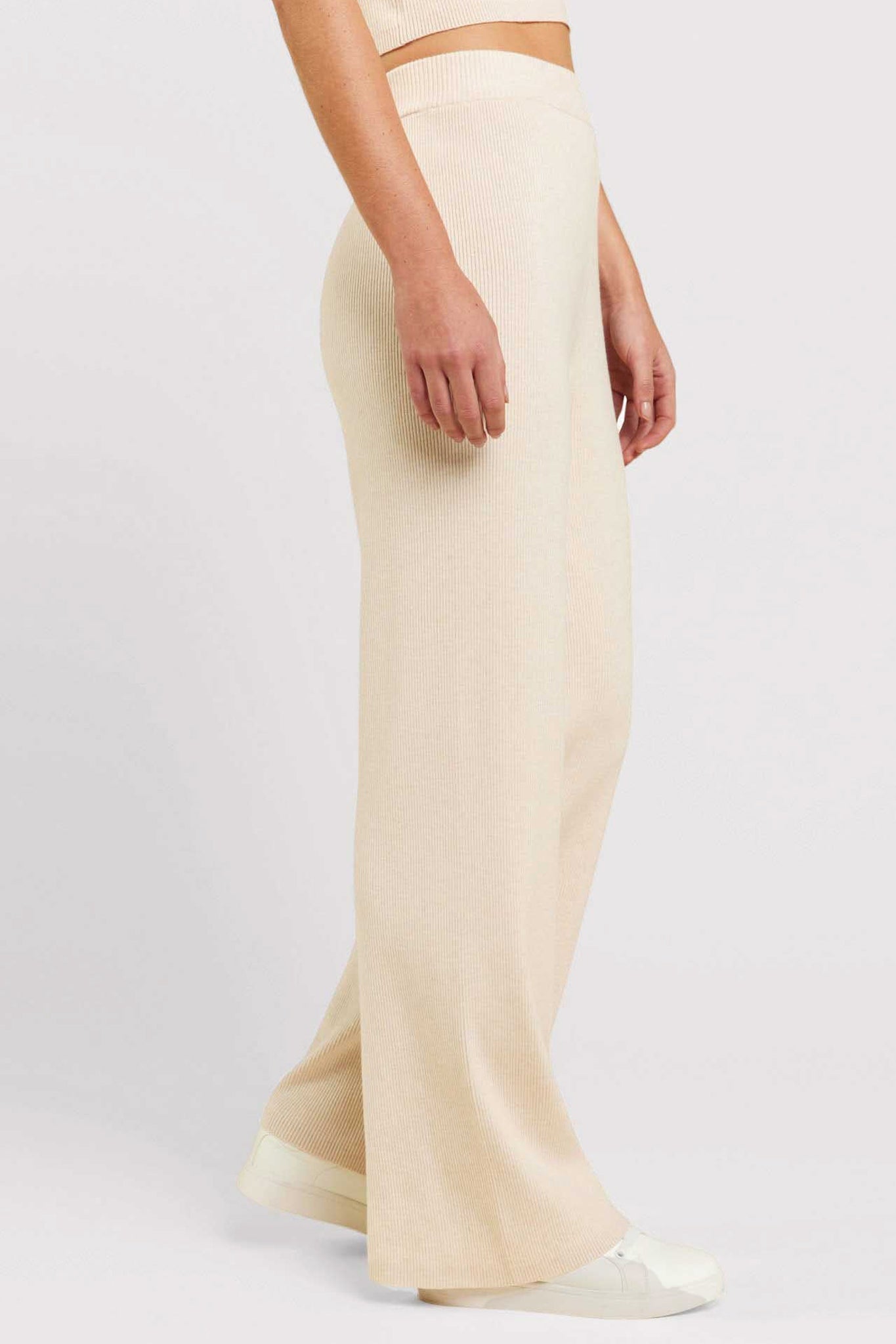 Ribbed Sweater Wide Leg Pant | Heather Bone