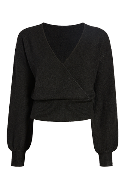 Cozy Knit Wrap Sweater | Black