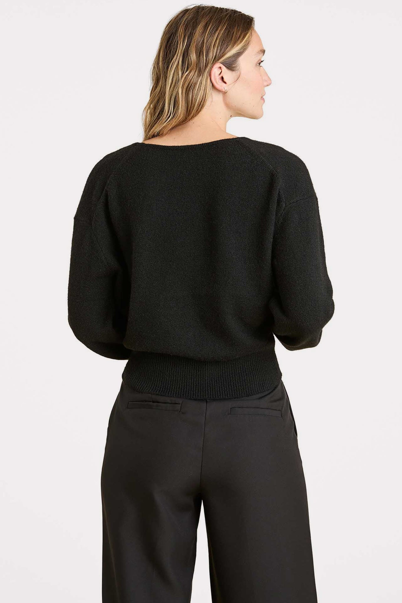 Cozy Knit Wrap Sweater | Black