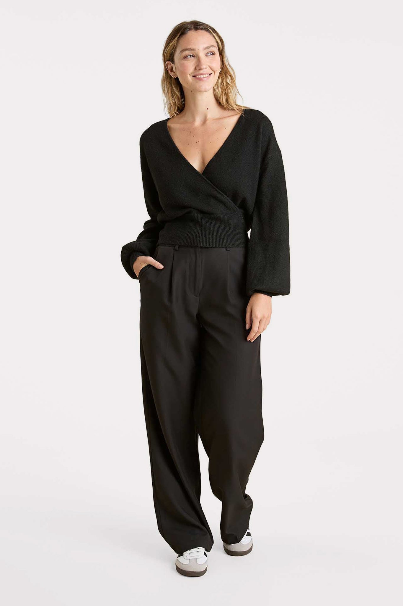 Cozy Knit Wrap Sweater | Black
