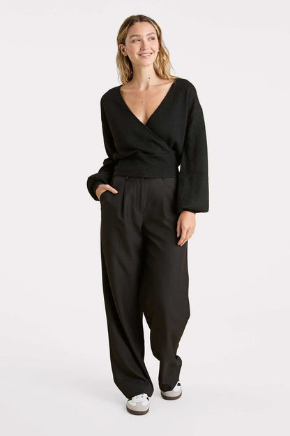 Cozy Knit Wrap Sweater | Black
