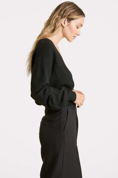 Cozy Knit Wrap Sweater | Black