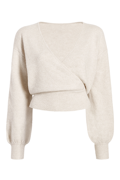 Cozy Knit Wrap Sweater | Bone