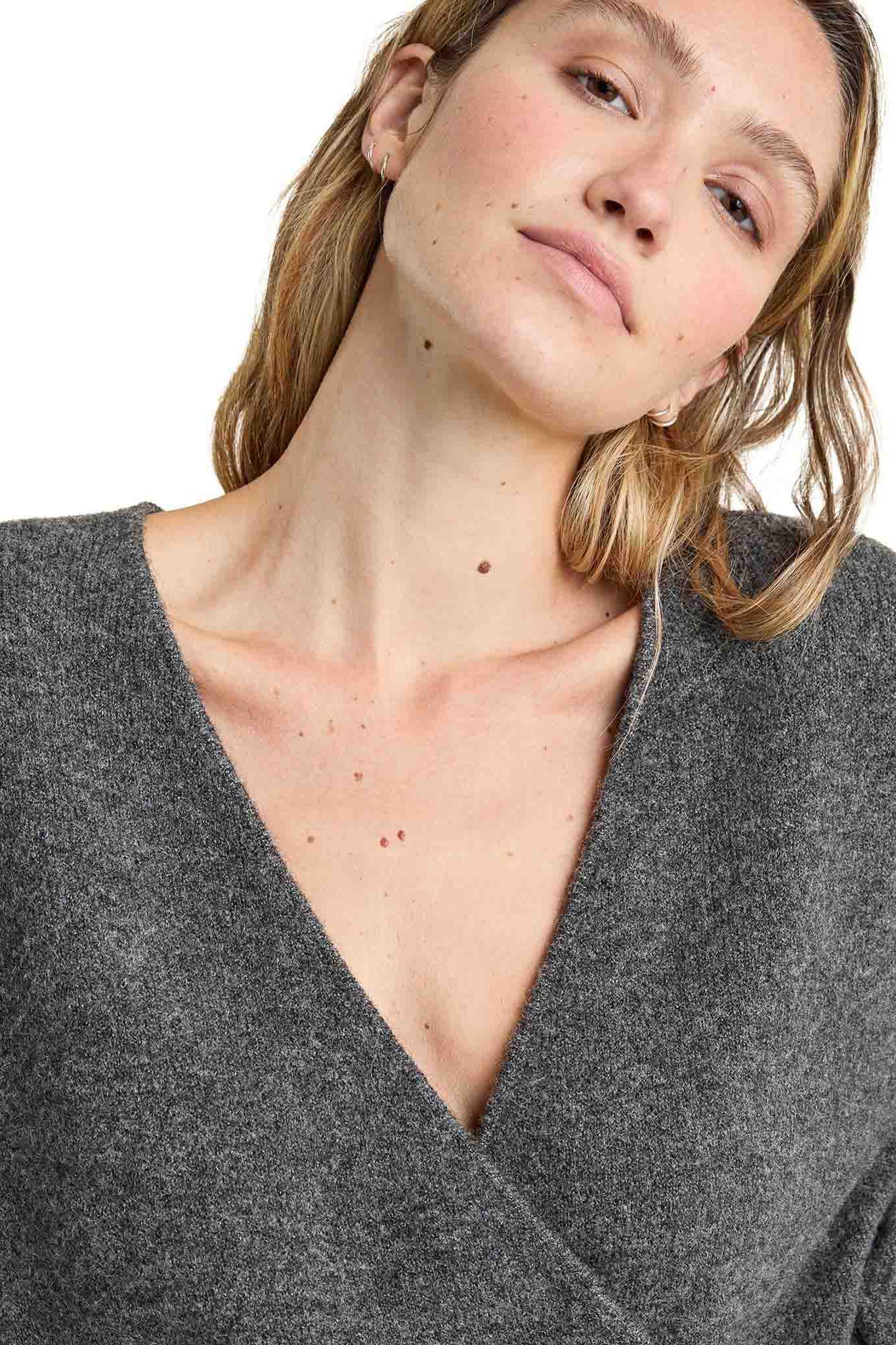 Cozy Knit Wrap Sweater | Charcoal