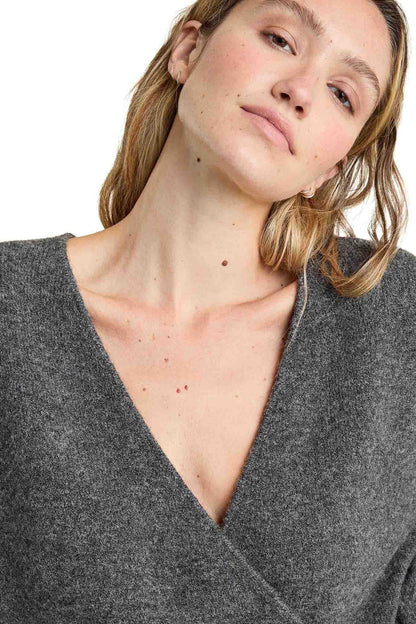 Cozy Knit Wrap Sweater | Charcoal