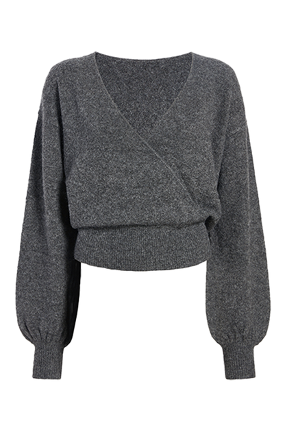 Cozy Knit Wrap Sweater | Charcoal