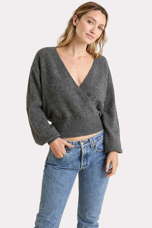 Cozy Knit Wrap Sweater | Charcoal
