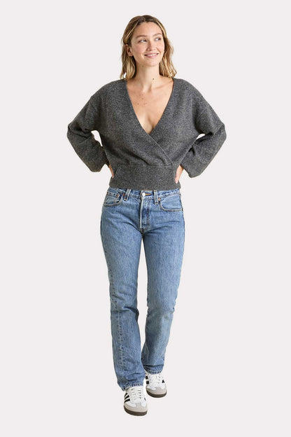 Cozy Knit Wrap Sweater | Charcoal