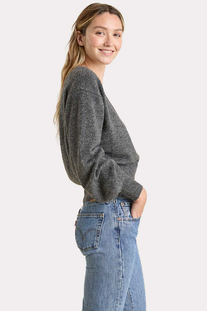 Cozy Knit Wrap Sweater | Charcoal
