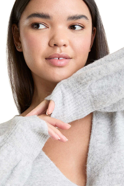 Cozy Knit Wrap Sweater | Heather Grey