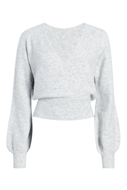 Cozy Knit Wrap Sweater | Heather Grey