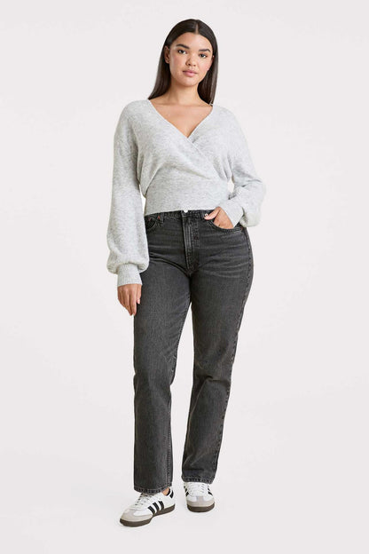 Cozy Knit Wrap Sweater | Heather Grey