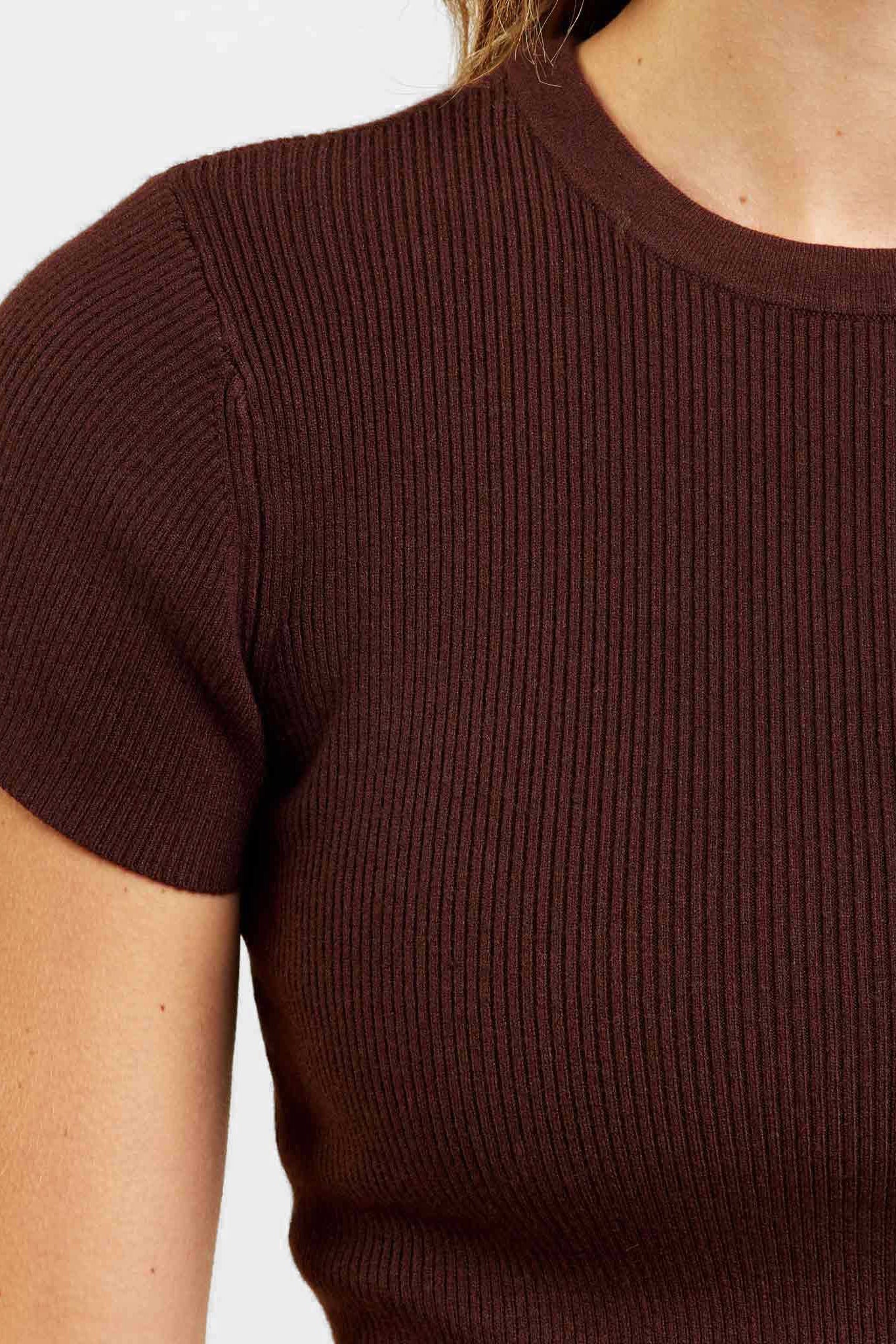 Ribbed Sweater Baby Tee | Coffee