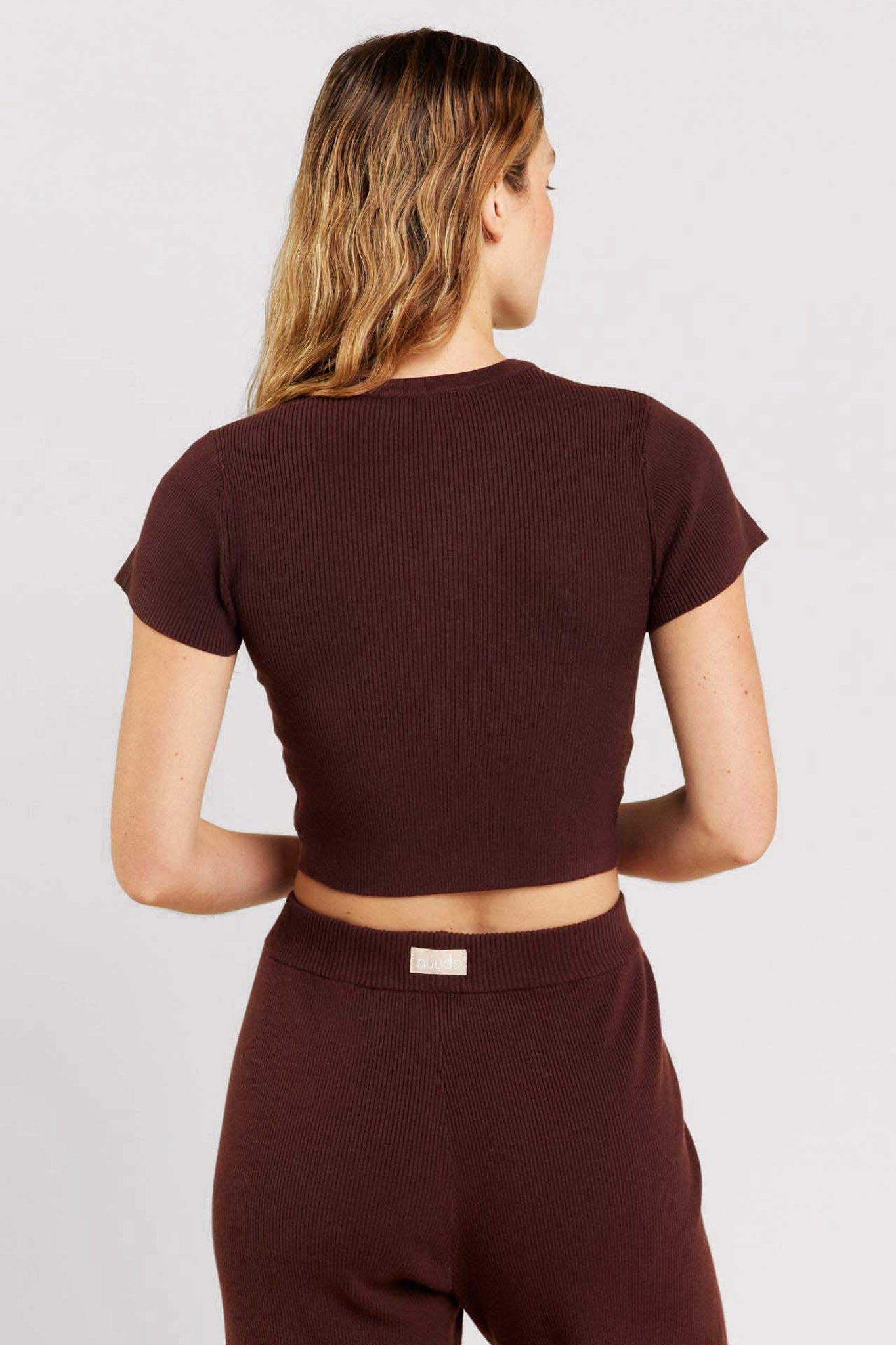 Ribbed Sweater Baby Tee | Coffee