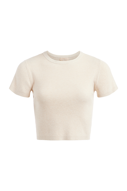 Ribbed Sweater Baby Tee | Heather Bone