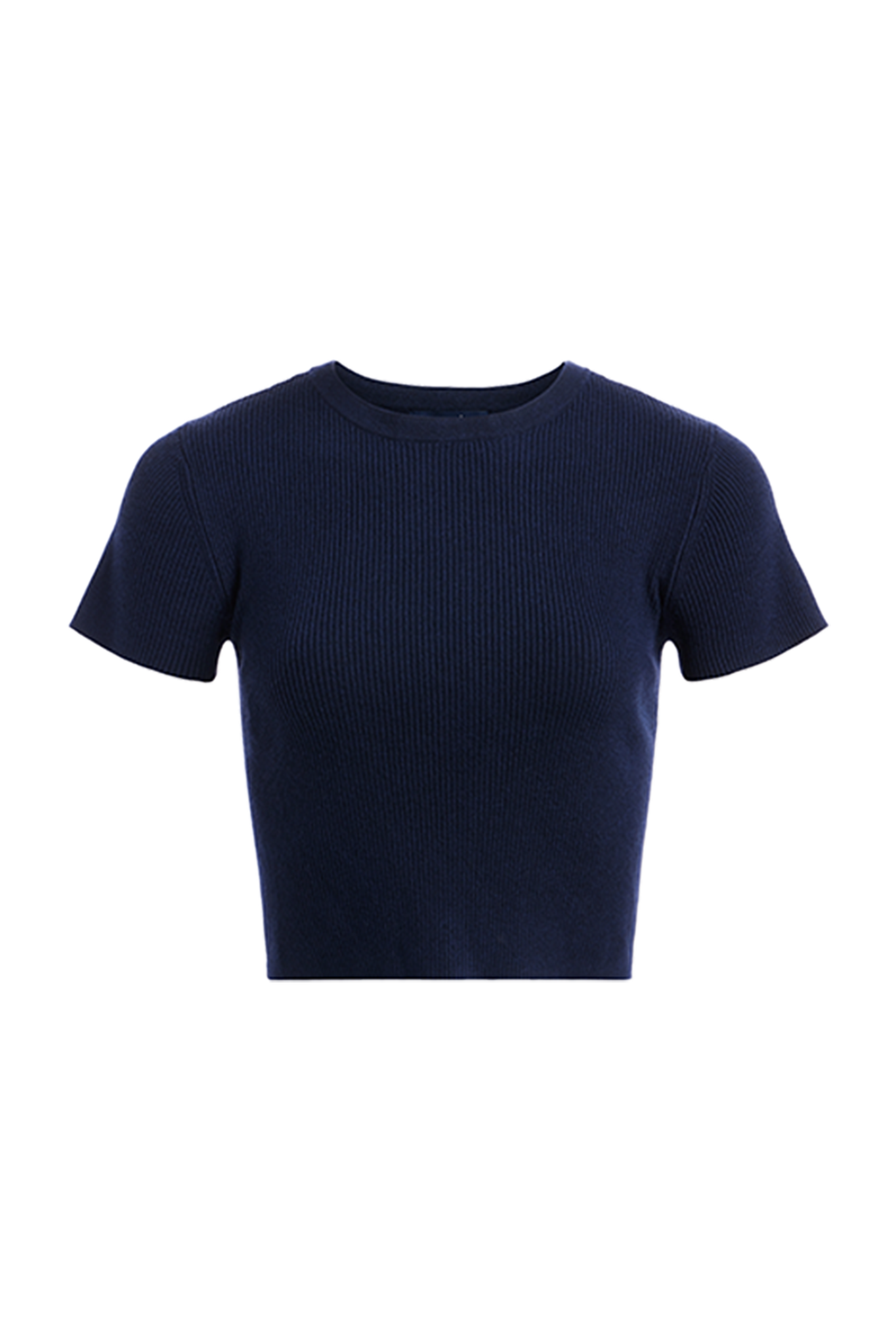 Ribbed Sweater Baby Tee | Navy