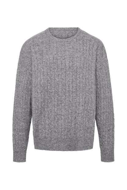 Cozy Knit Cable Crewneck Sweater | Charcoal
