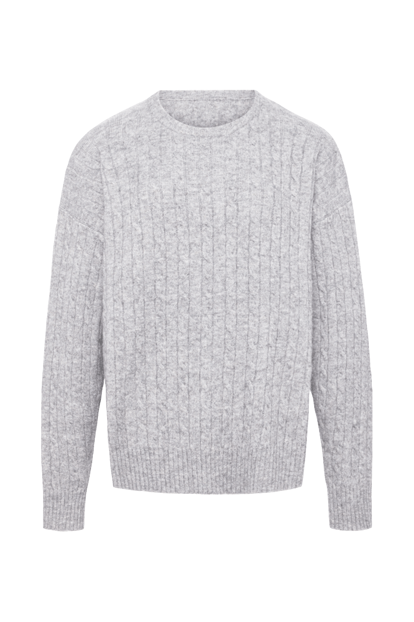 Cozy Knit Cable Crewneck Sweater | Heather Grey