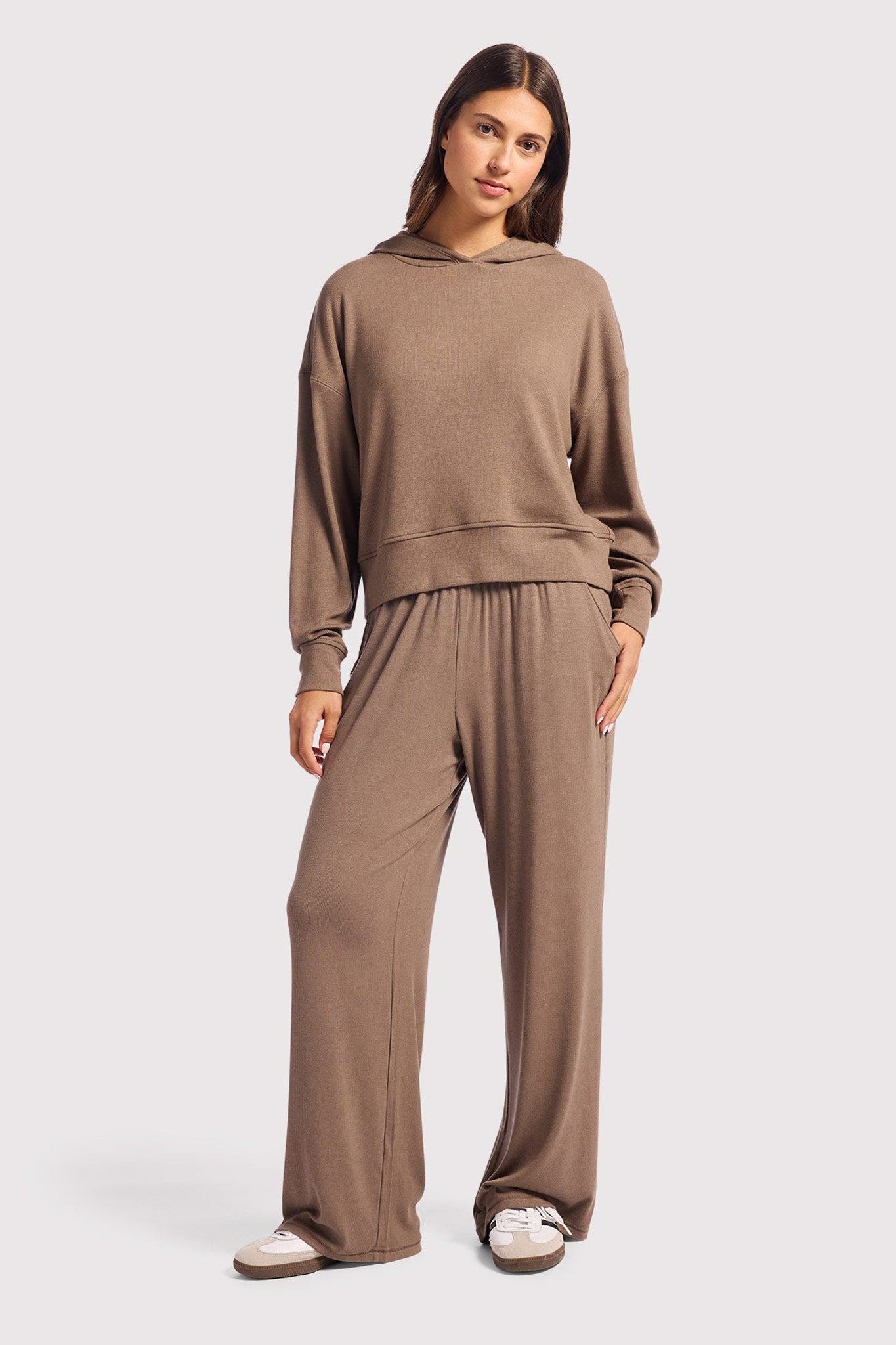 Slinky Rib Hoodie | Mocha