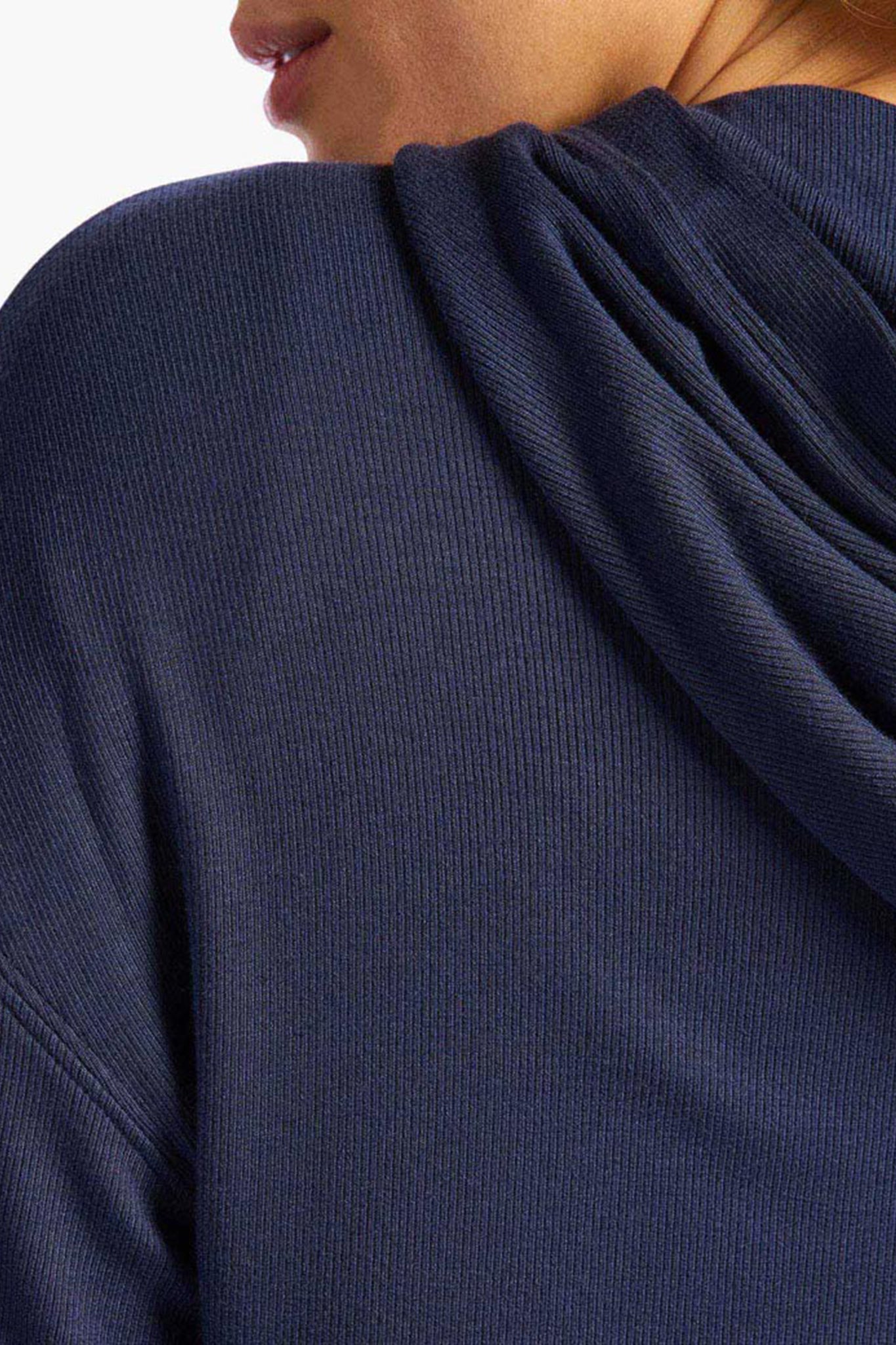 Slinky Rib Hoodie | Navy