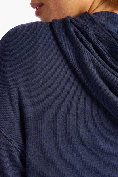 Slinky Rib Hoodie | Navy