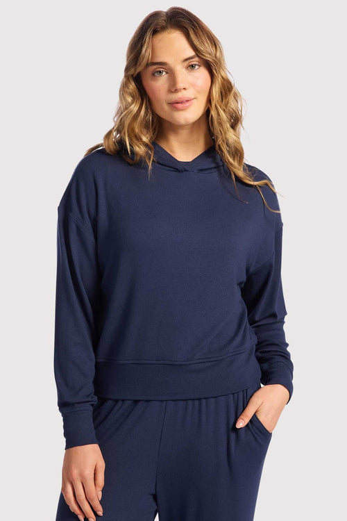 Slinky Rib Hoodie | Navy