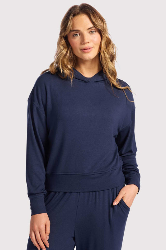 Slinky Rib Hoodie | Navy
