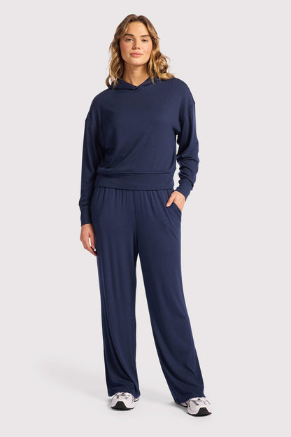 Slinky Rib Hoodie | Navy