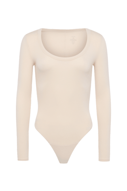 Slinky Rib Long Sleeve Bodysuit | Bone