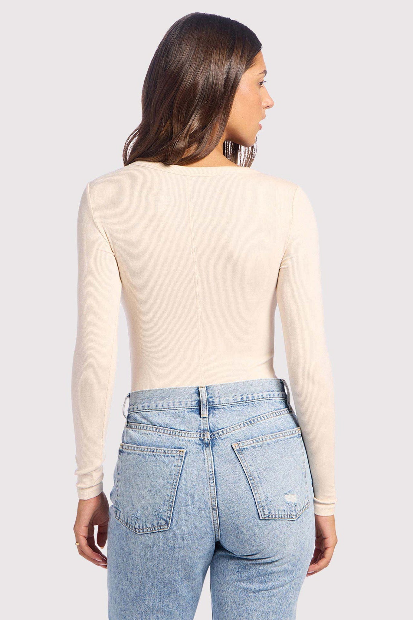 Slinky Rib Long Sleeve Bodysuit | Bone
