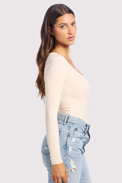 Slinky Rib Long Sleeve Bodysuit | Bone