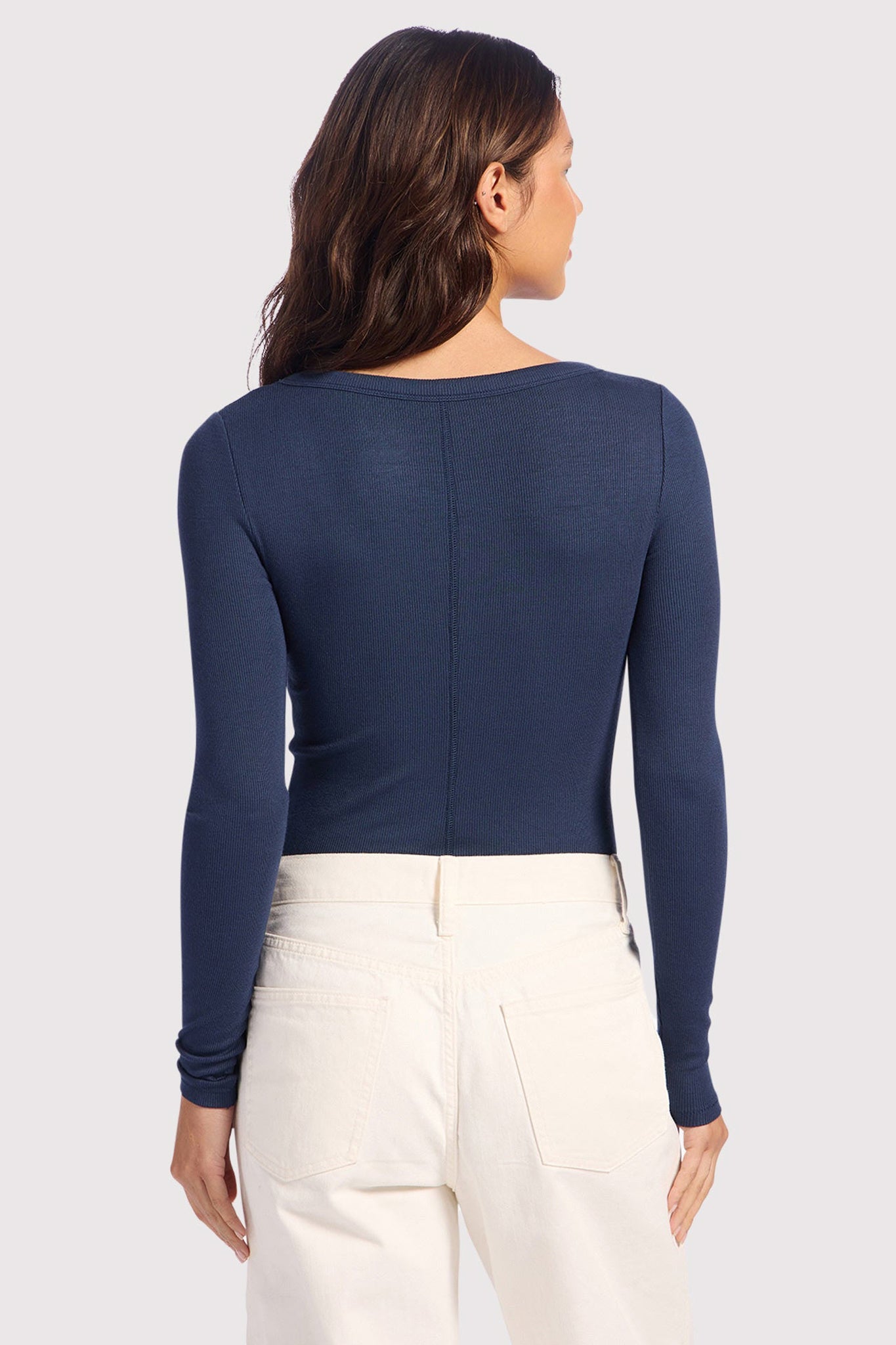 Slinky Rib Long Sleeve Bodysuit | Navy