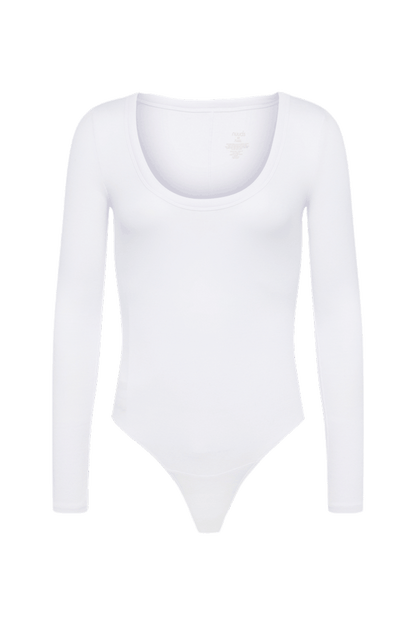 Slinky Rib Long Sleeve Bodysuit | White