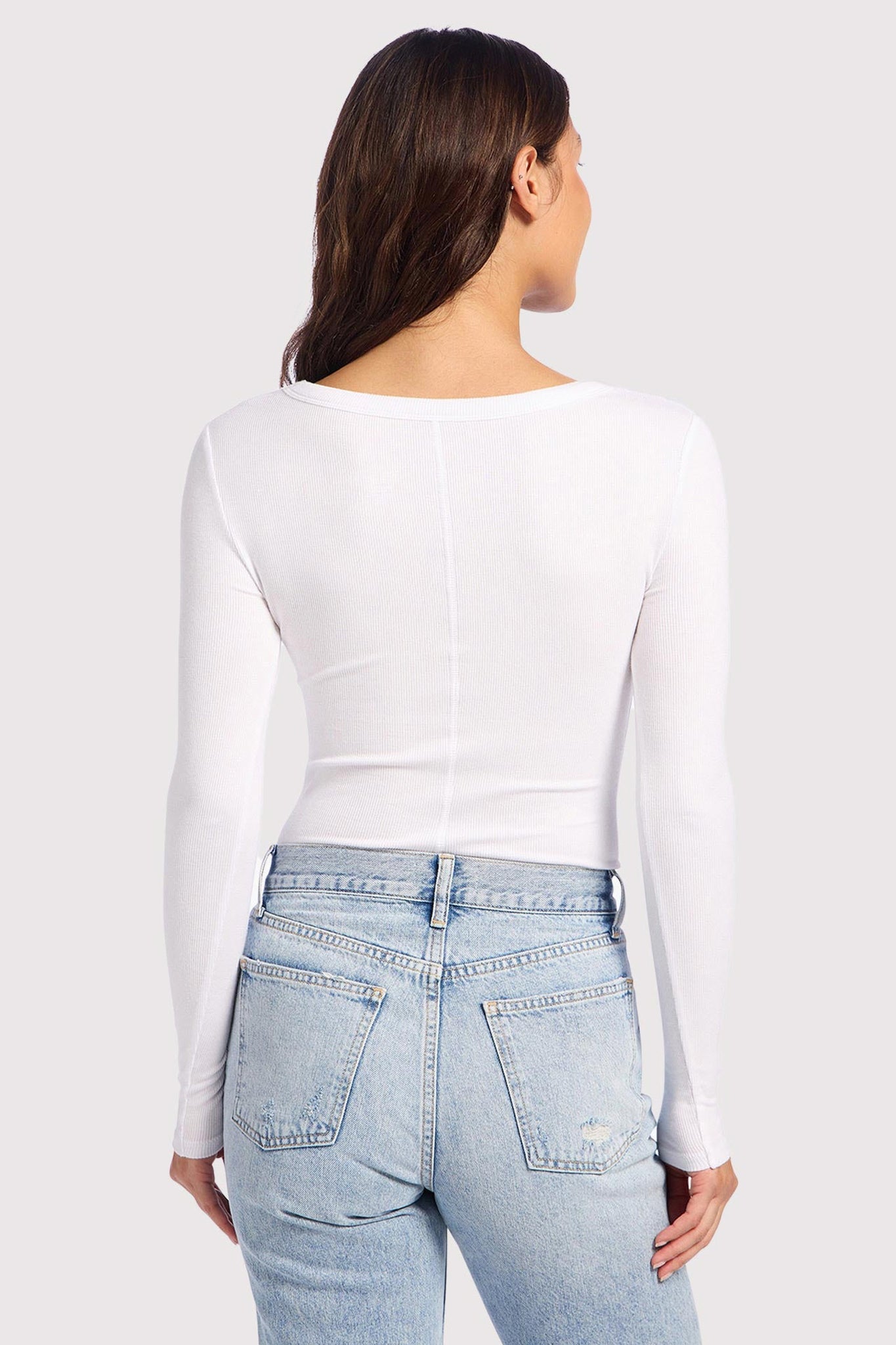 Slinky Rib Long Sleeve Bodysuit | White