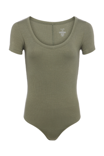 Slinky Rib Short Sleeve Bodysuit | Olive