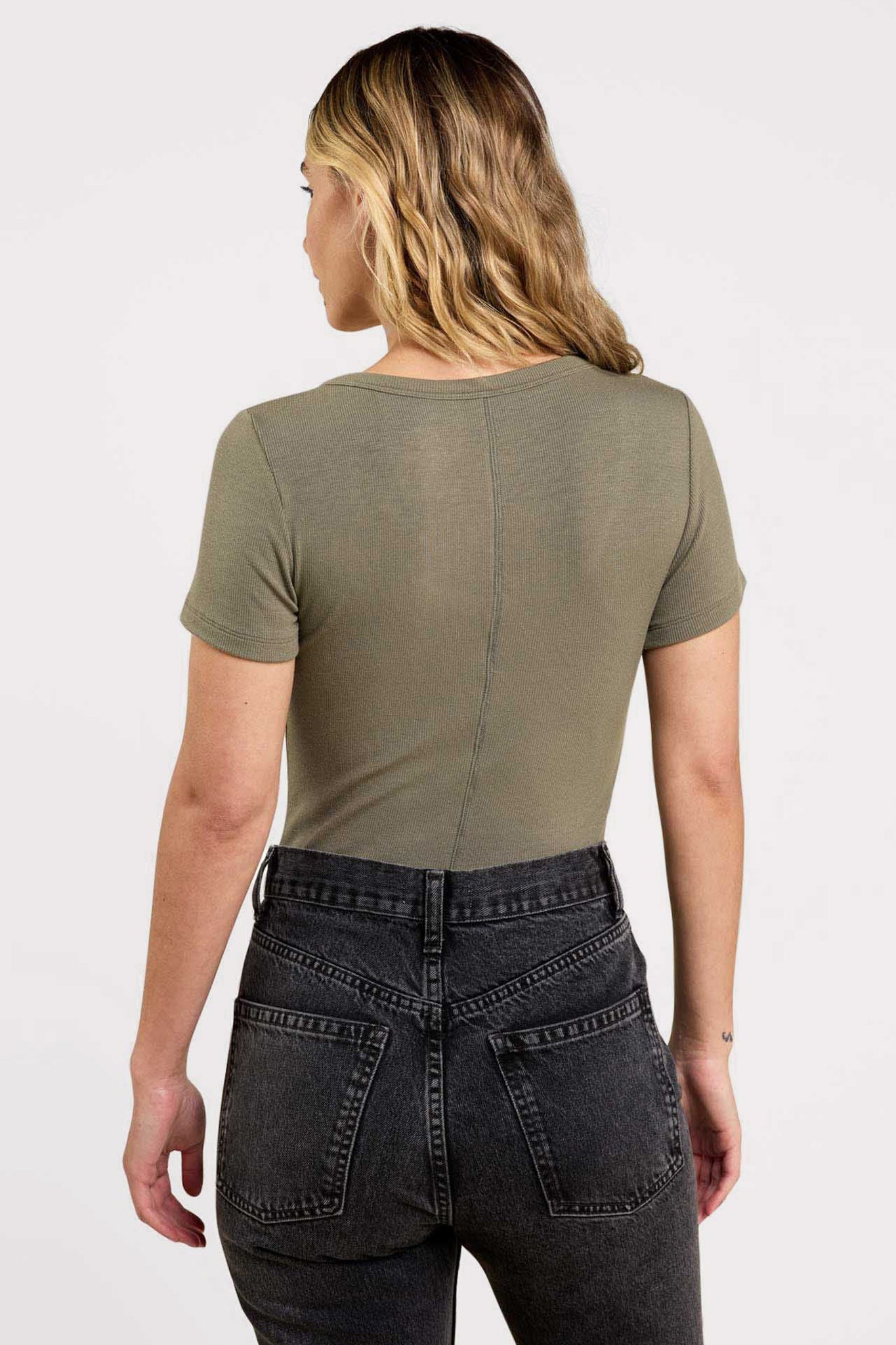 Slinky Rib Short Sleeve Bodysuit | Olive