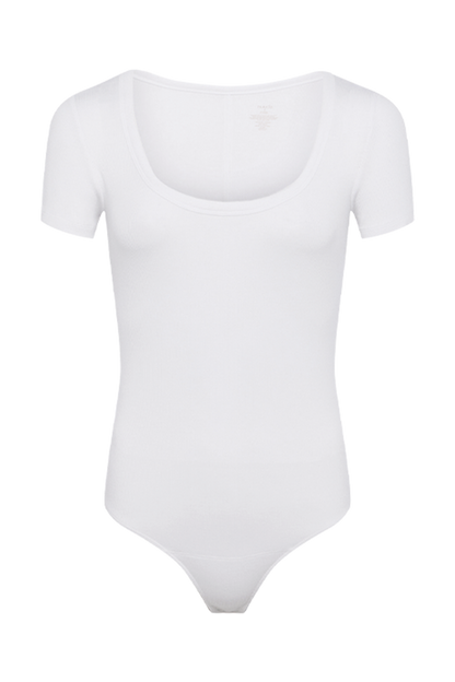 Slinky Rib Short Sleeve Bodysuit | White